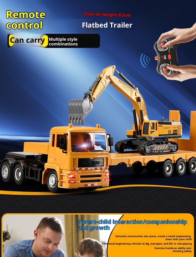 Extended Trailer Transporter Model Heavy-Duty Truck Engineering Vehicle ...