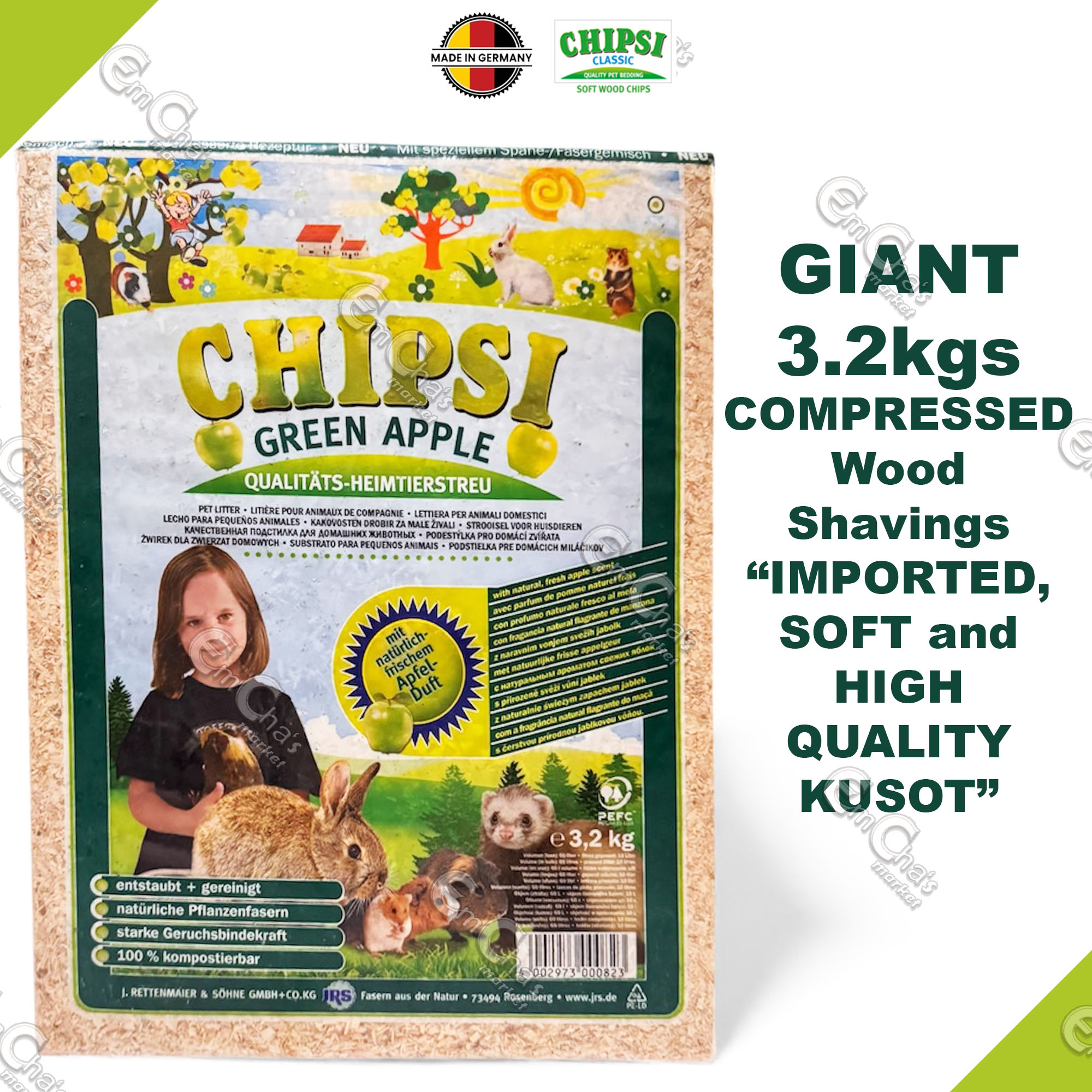 Jumbo 3.2kgs Chipsi Wood Shavings Compressed KUSOT for Hamsters Rabbits ...