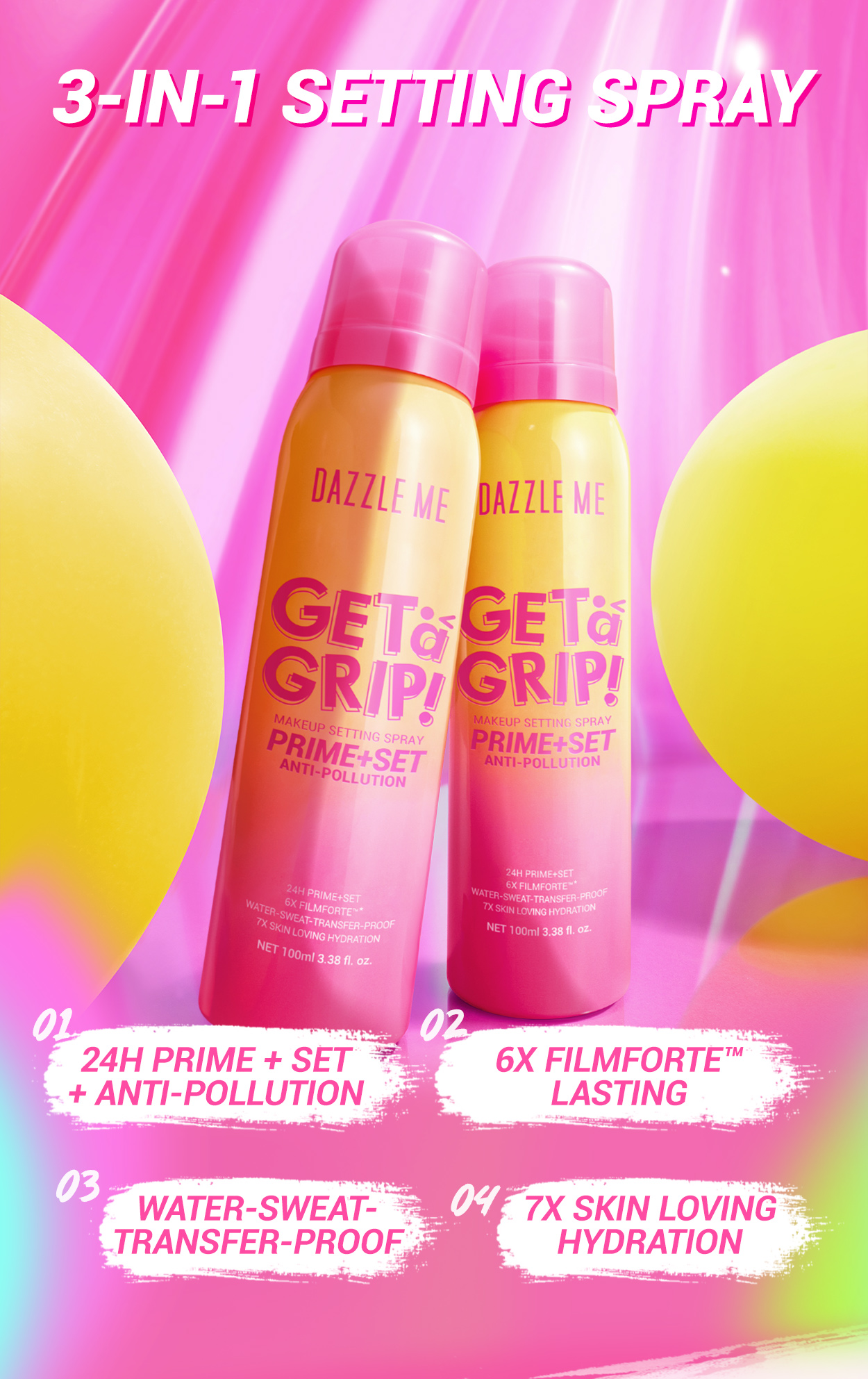 MOST LOVED! | DAZZLE ME Get a Grip! Makeup Setting Spray Prime+Set Anti ...