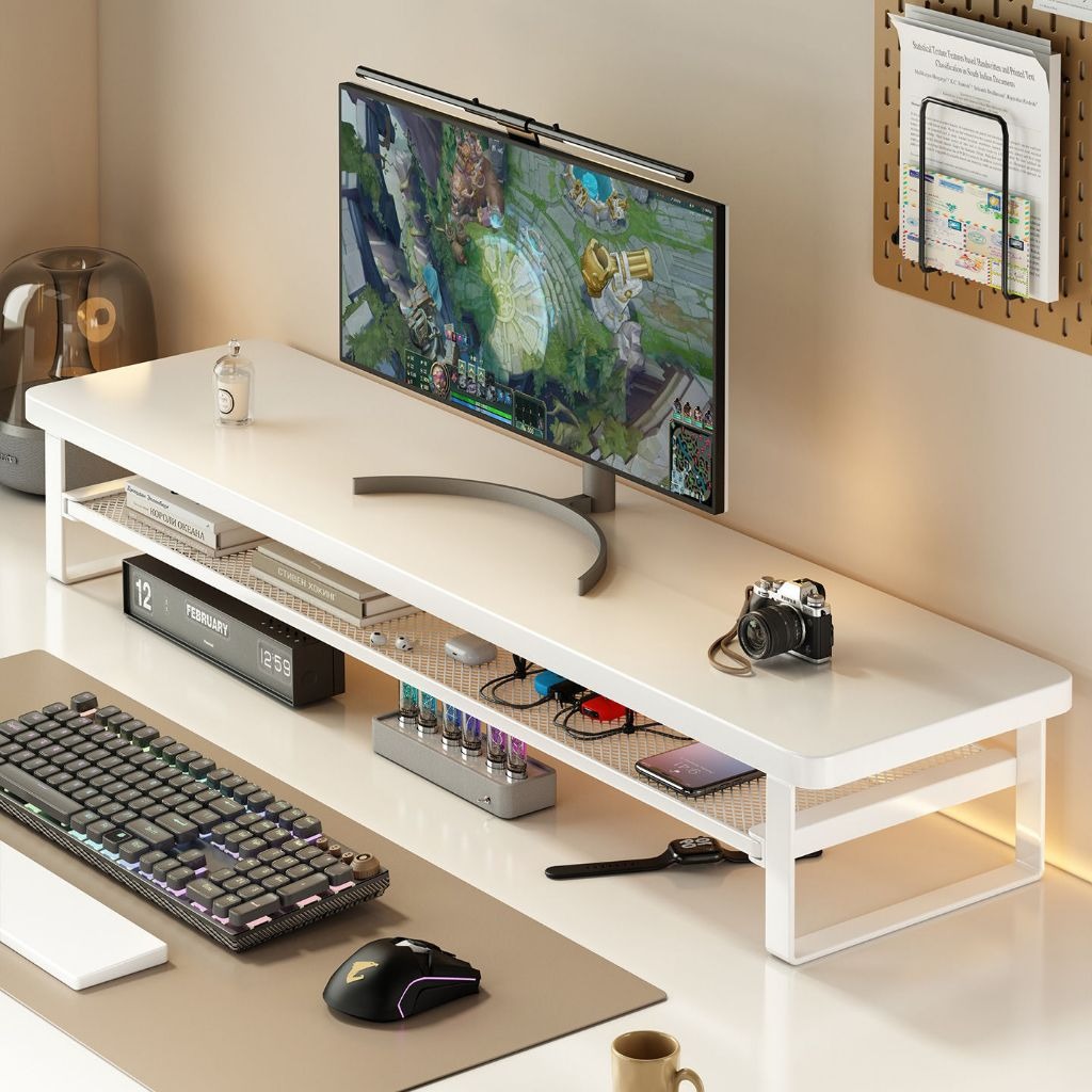 Wooden Monitor Stand Office Computer Monitor Riser Multifunctional ...