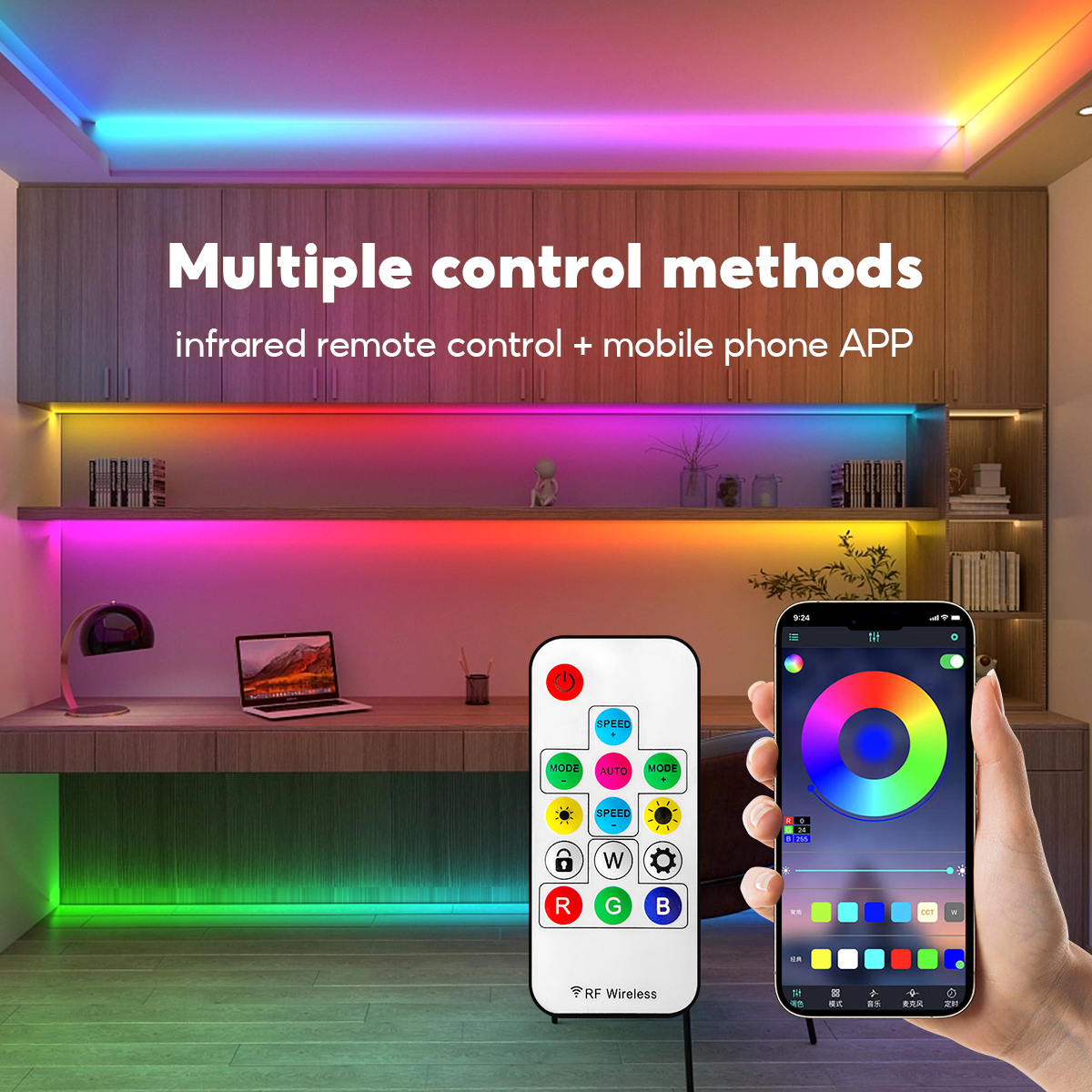 5V/12V RGBIC Neon Led Strip Light With Bluetooth APP Remote Control ...