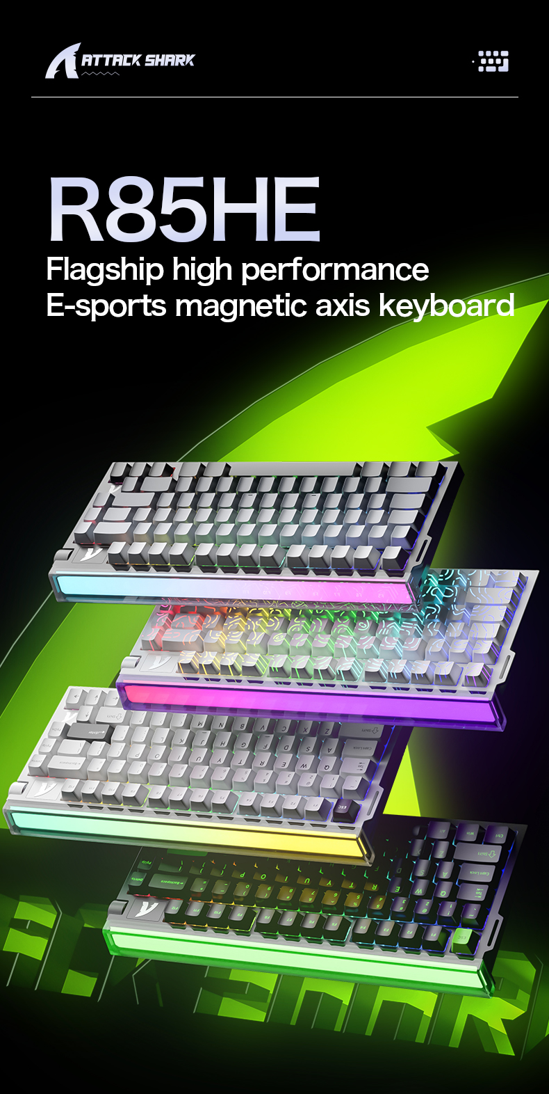Attack Shark R85HE Hall Effect Rapid Trigger 75% RGB Mechanical ...