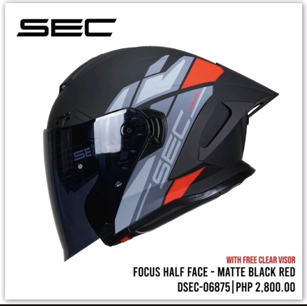 sec focus half face dual visor helmet with FREE CLEAR LENS | Shopee ...