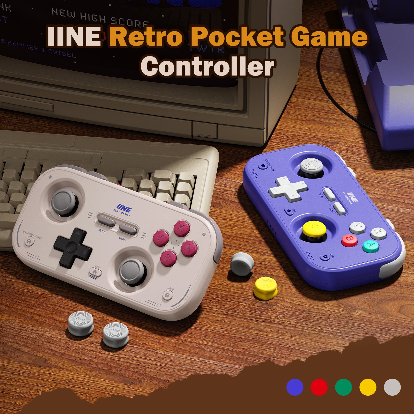 IINE Palm-Sized Retro Chronos Controller for Nintendo Switch (Grey ...