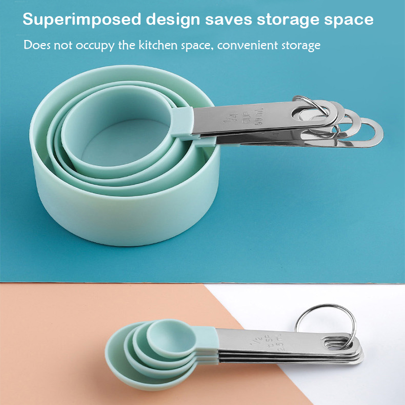 HOME 4Pcs Kitchen Measuring Cups Kit Stainless Steel Measuring Spoon ...