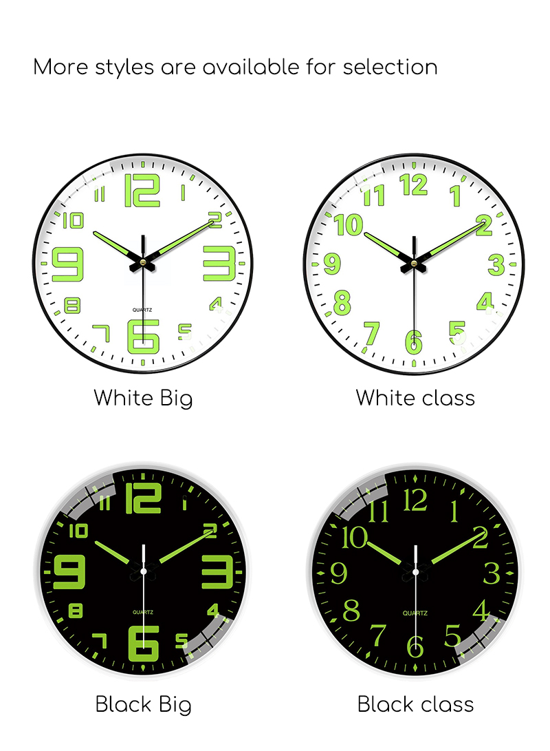 Butler's 12inch Glow in the dark wall clock Luminous clock Night Light ...