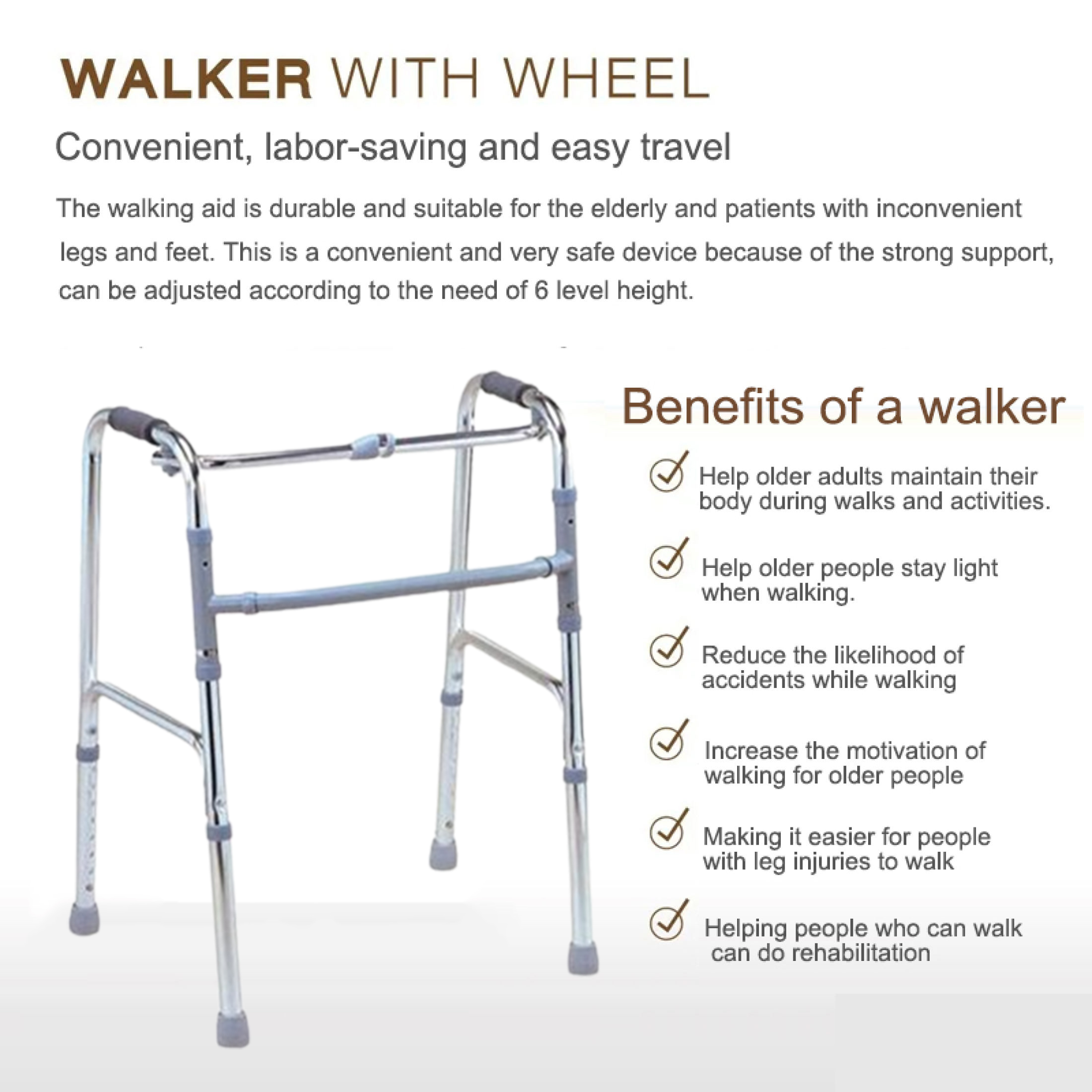 Elderly Stainless Steel Folding Torque Walker Crutches Four-corner ...