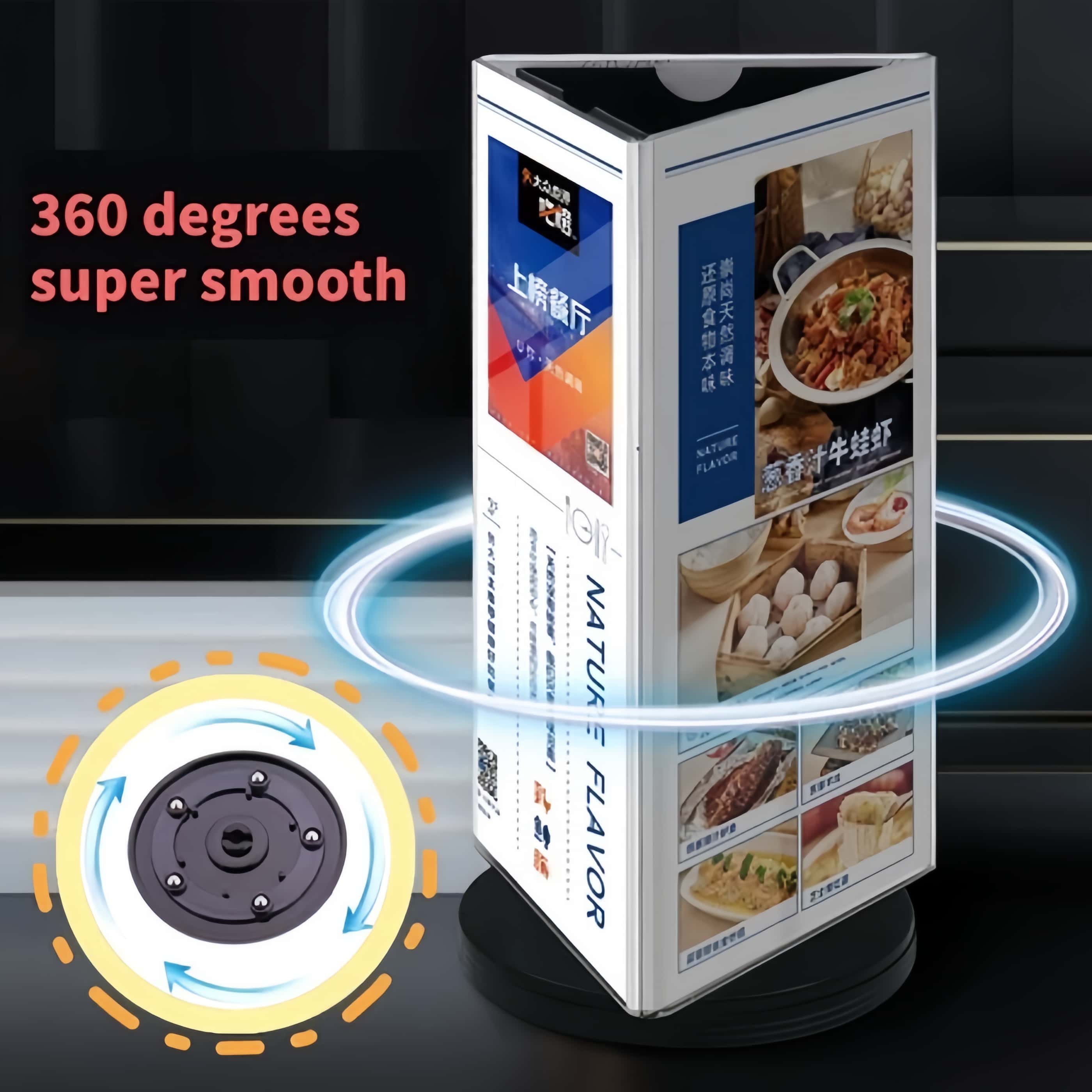 Acrylic Desktop Menu Holder 360 Degree Rotating Menu Display Stand ...