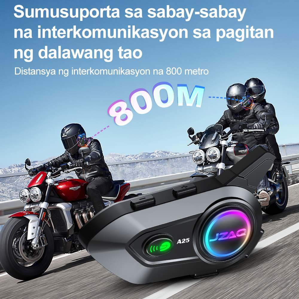 JZAQ A25 Helmet Intercom for 6 Rider 800m Intercom 1000mah BT5.4 ...