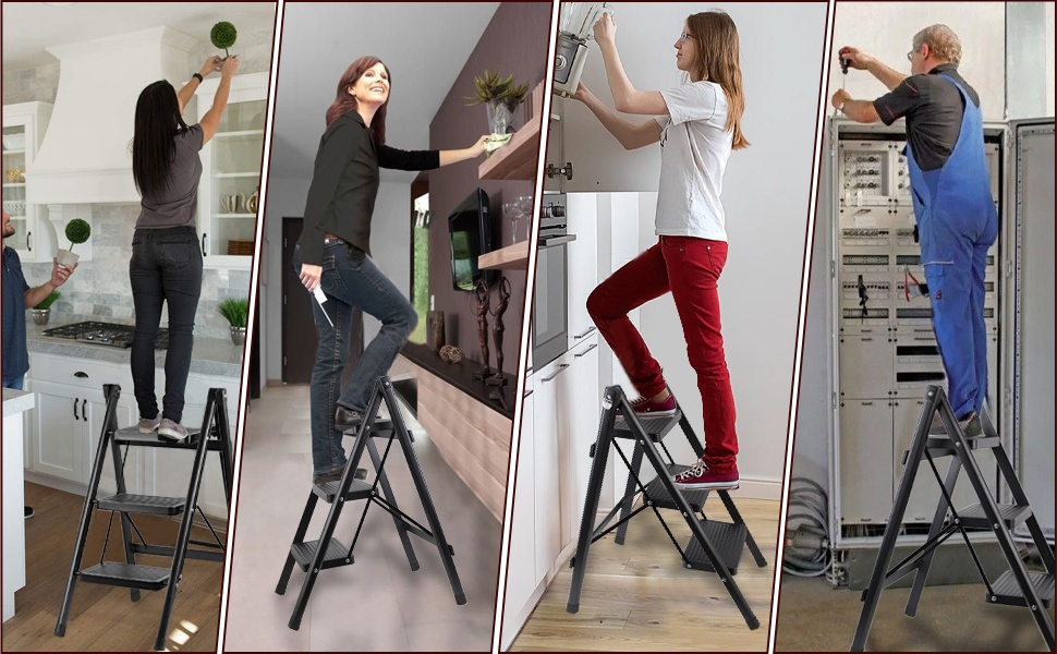 Ladder Foldable Aluminum Heavy Duty Household Step Ladder Multifunction ...