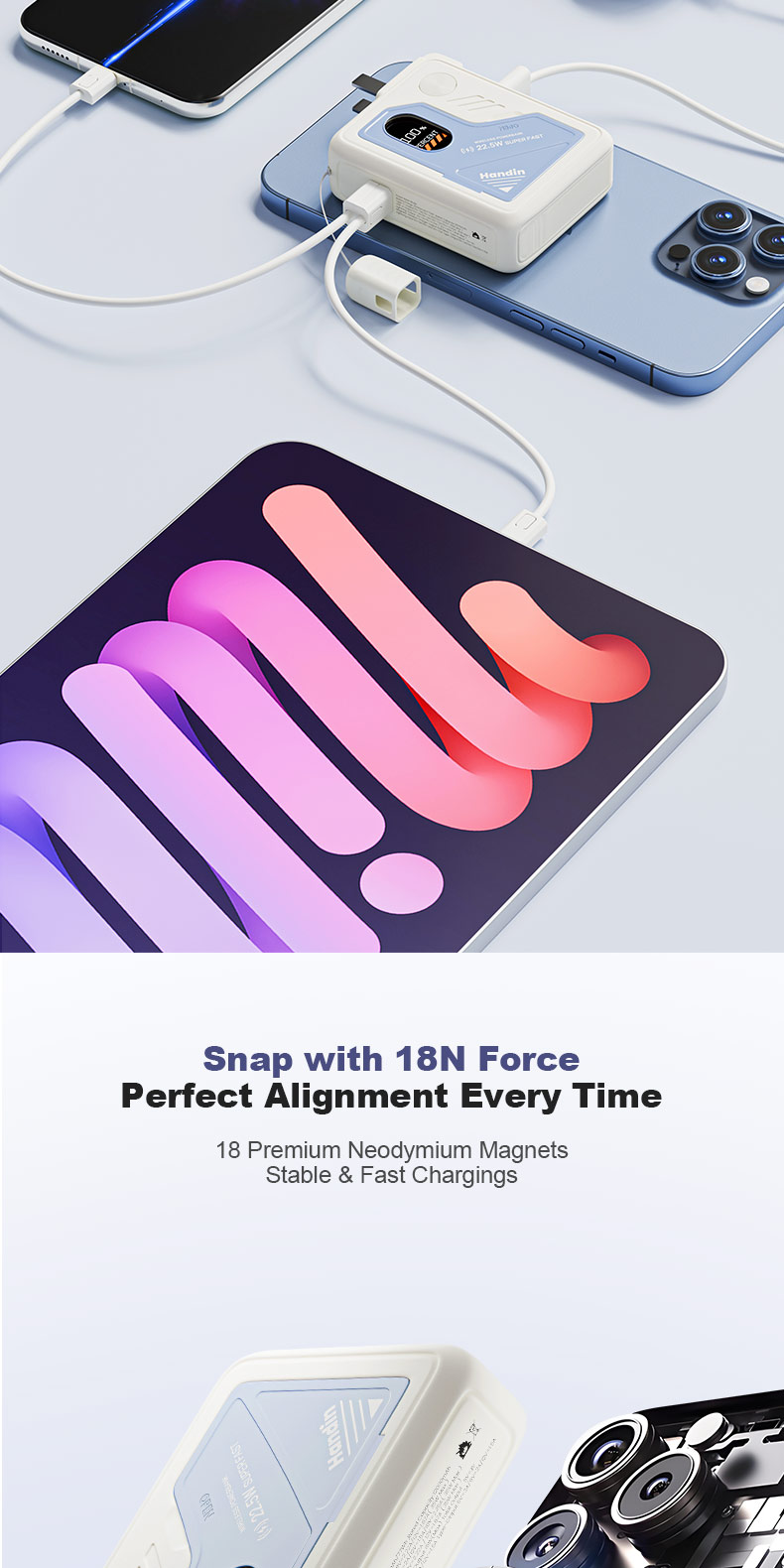 Handin Magnietic PowerBank 20000/30000mAh Fast Charging Wireless Type C ...