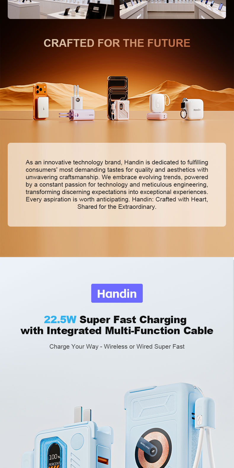 Handin Original 20000mAh Magnetic Powerbank Fast Charging Wireless With ...