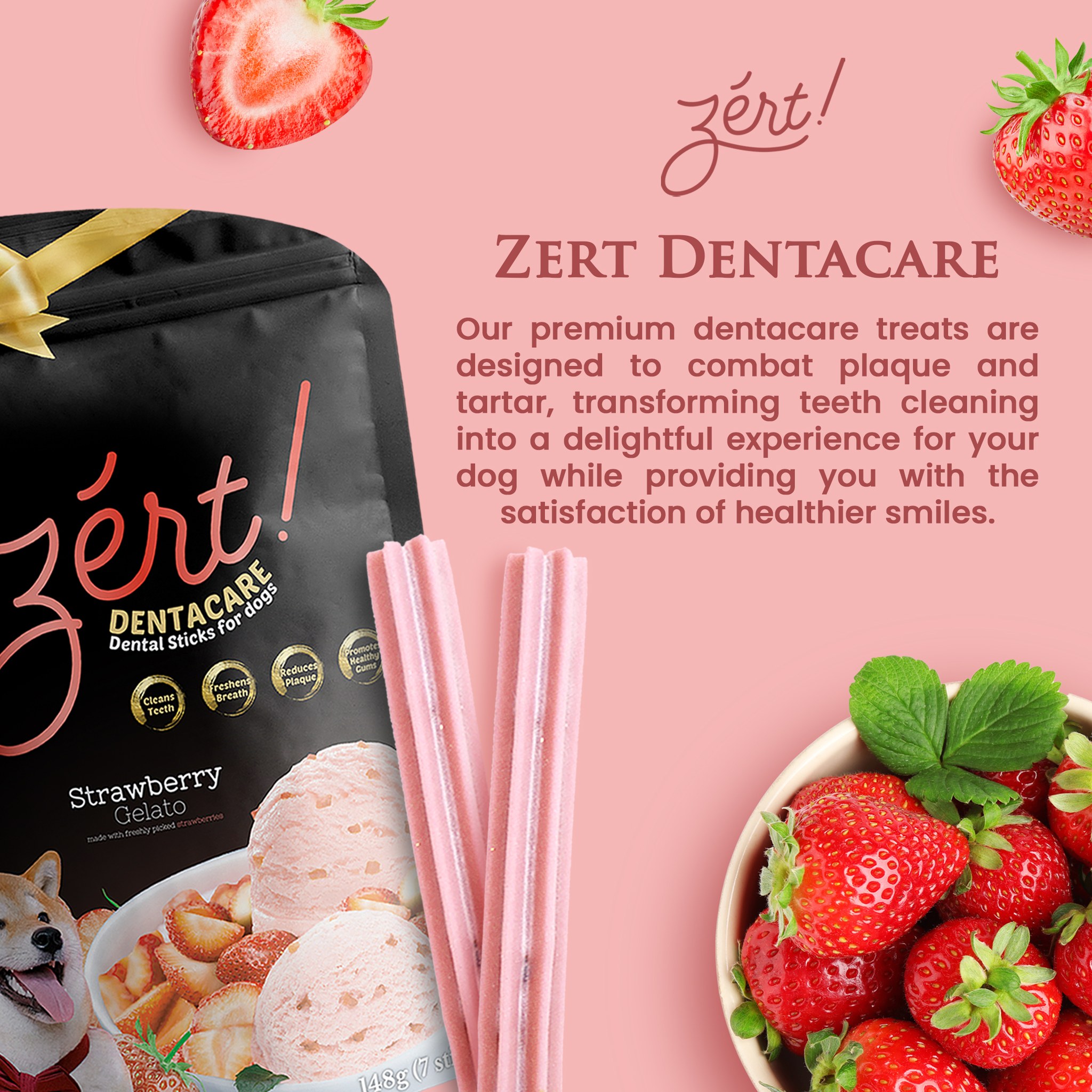 Zert Dentacare Dog Treats Dental Sticks 55g or 148g / Premium Dessert ...