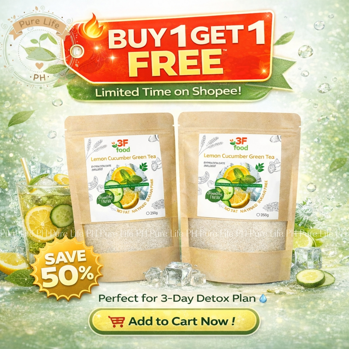Cleanse Lemon Cucumber Powdered Green Tea with Fiber 100g -250g -500g ...