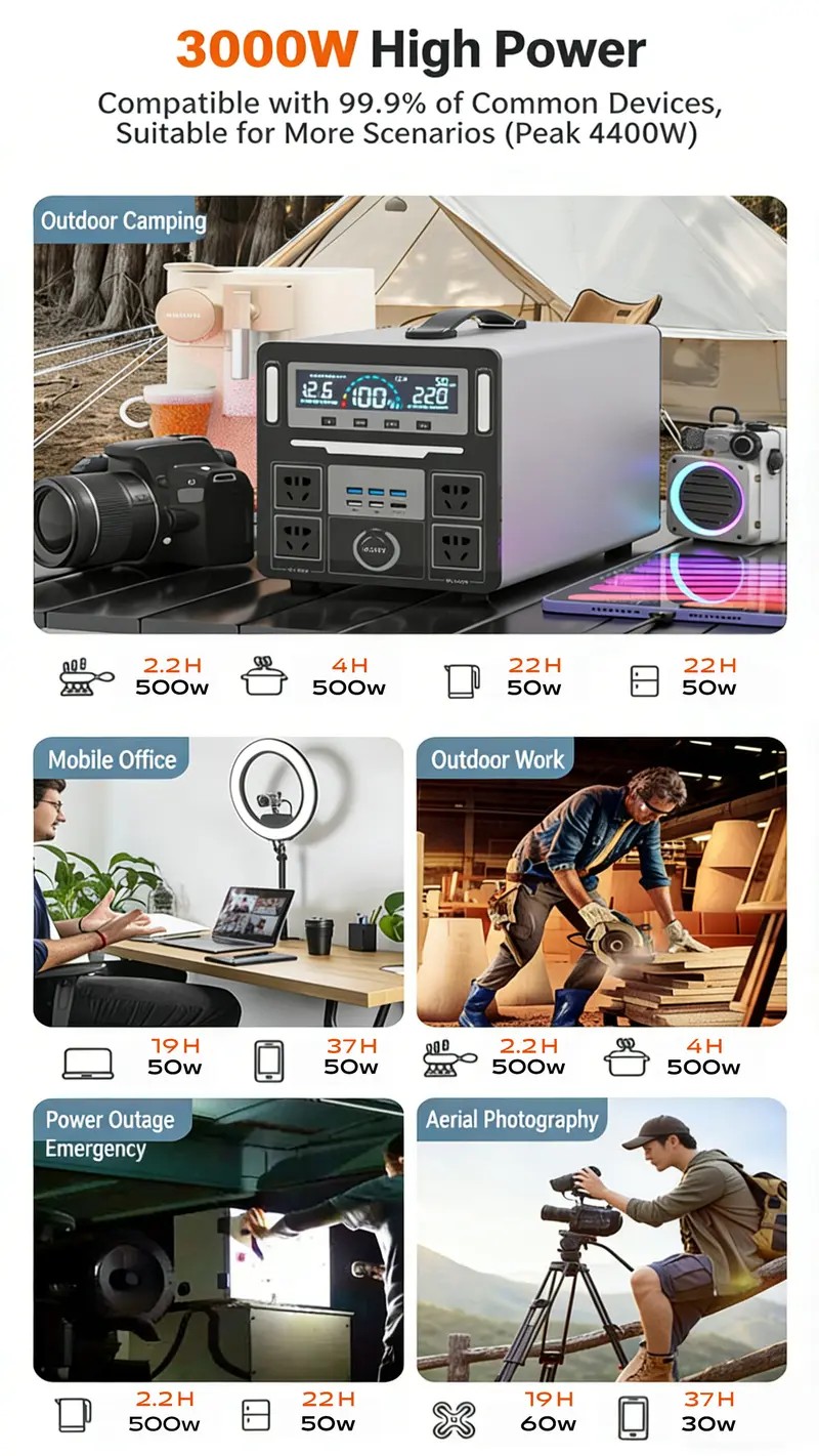 Portable Power Station 1000W/288000mAh with Solar Panel Set for Home ...