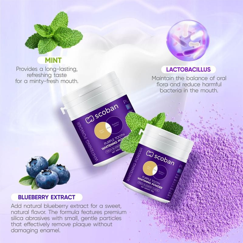 Scoban Purple Teeth Powder-Fresh Breath with Optical Color Repair 30g ...