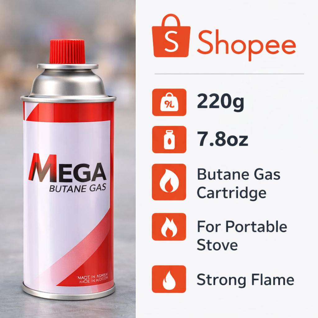 Large capacity 220g butane gas canisters 4-pack for portable stoves ...