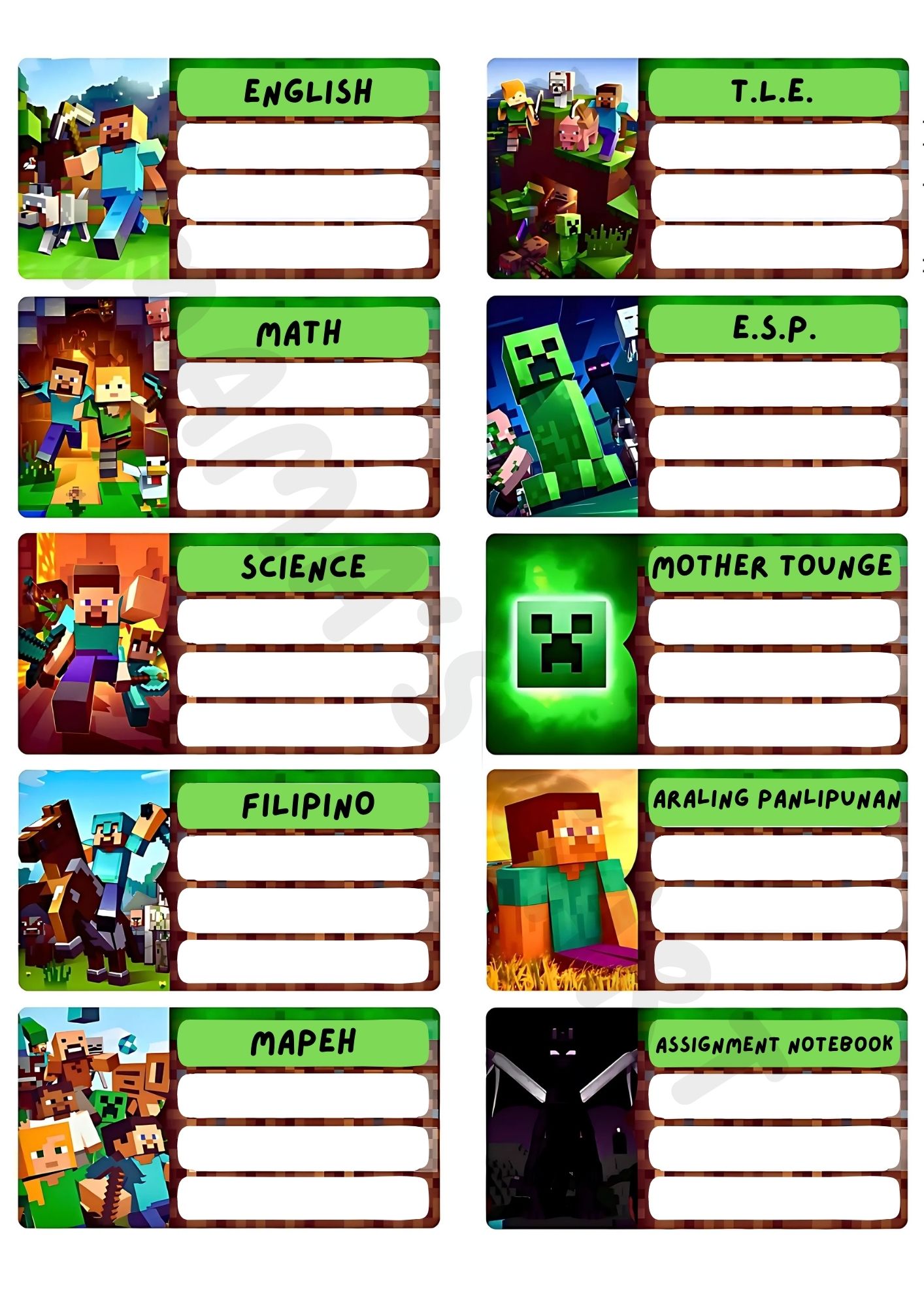SUBJECT LABEL STICKER SET FOR NOTEBOOKS – VIVID COLOR AND GLOSSY ...