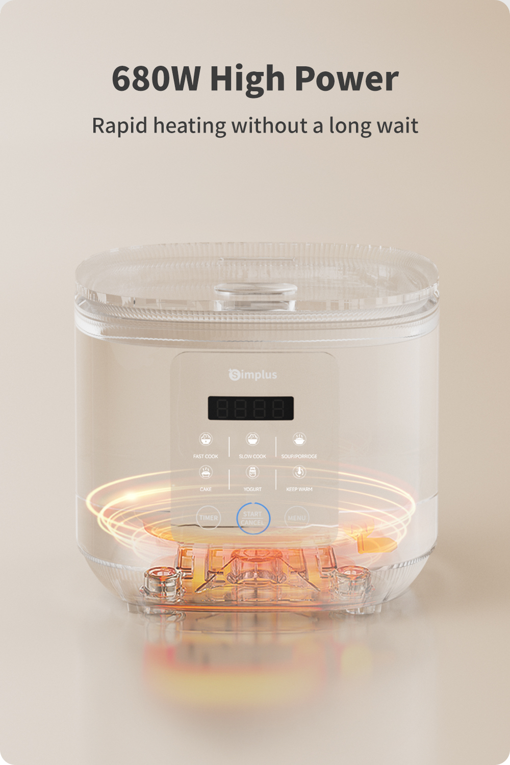 Simplus 4L Smart Touch Rice Cooker 24H Preset 6 Functions Cake & Yogurt ...