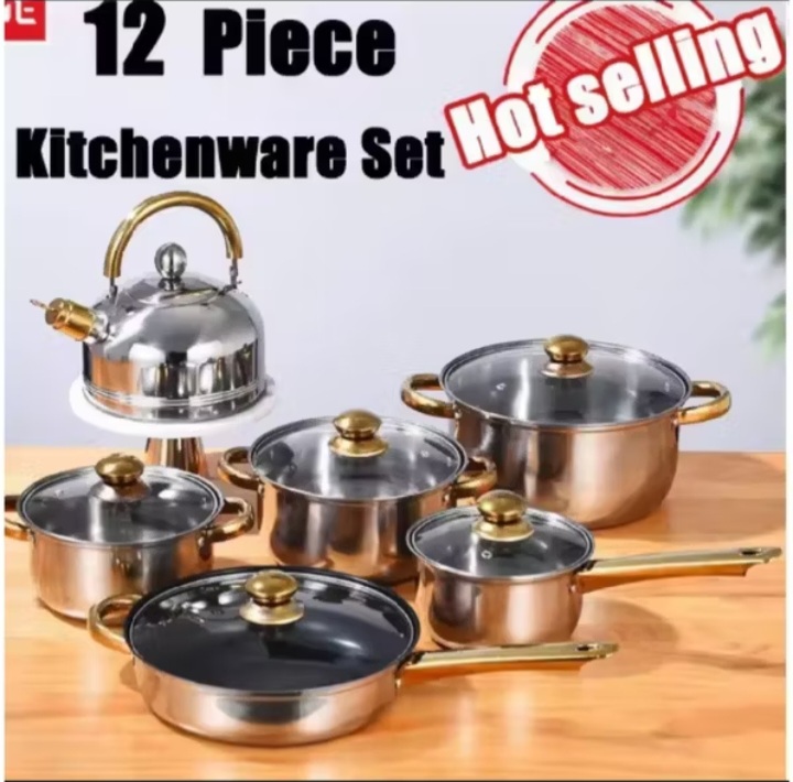 RANDOM/ Cookware Set Frying Pan Induction Ceramic Kawali Wok Soup Pot ...