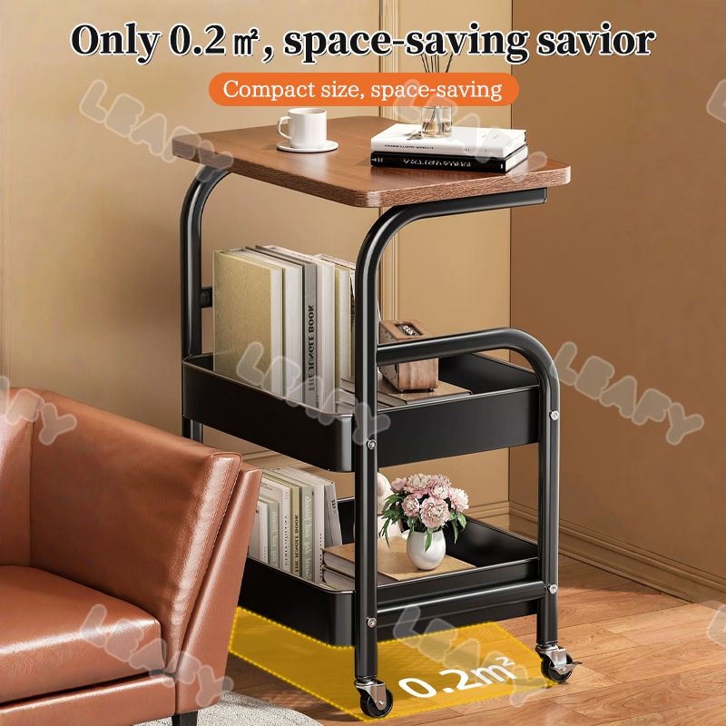 Bedside Table Trolley Cart Mobile Organizer with Storage and Study Desk ...