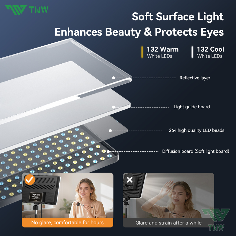 TNW 11 inch LED Video Panel Light Photography Lamp Studio Lighting With ...