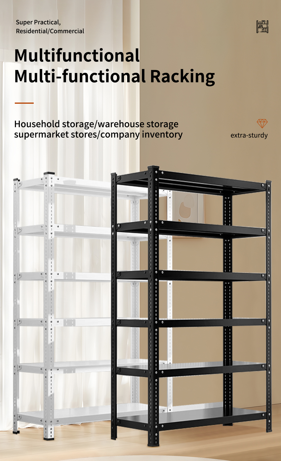 【100% Metal】6 Layer Metal Rack Shelf Steel Rack Heavy Duty Adjustable ...