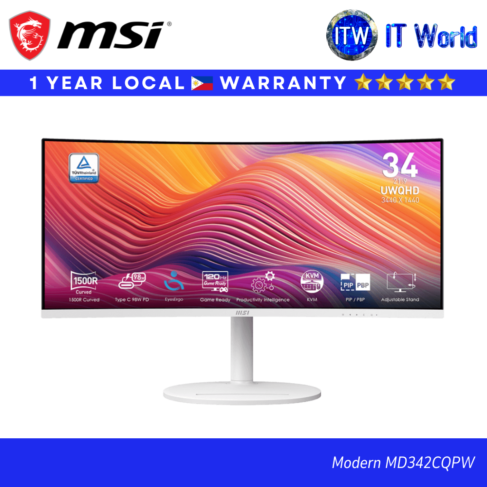 MSI 34” Curved Ultra-Wide Monitors UWQHD (3440x1440)– Modern MD342CQPW ...