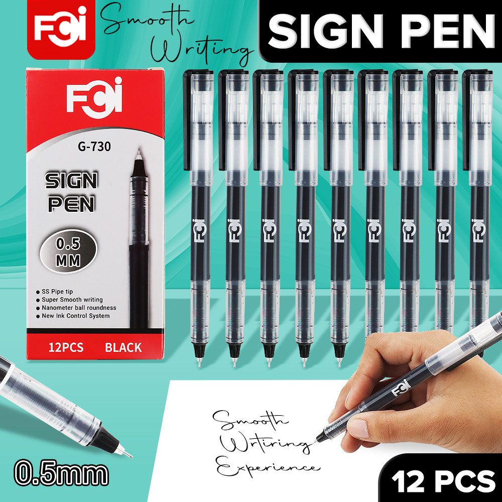 FCI Black Ink Sign Pen 0.5mm SS Pipe Ink Super Ink Sign Pen For School ...