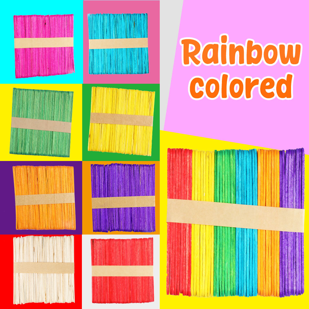 FCI Popsicle Stick 50pcs Wooden Popsicle DIY Crafts Wooden Stick Color ...