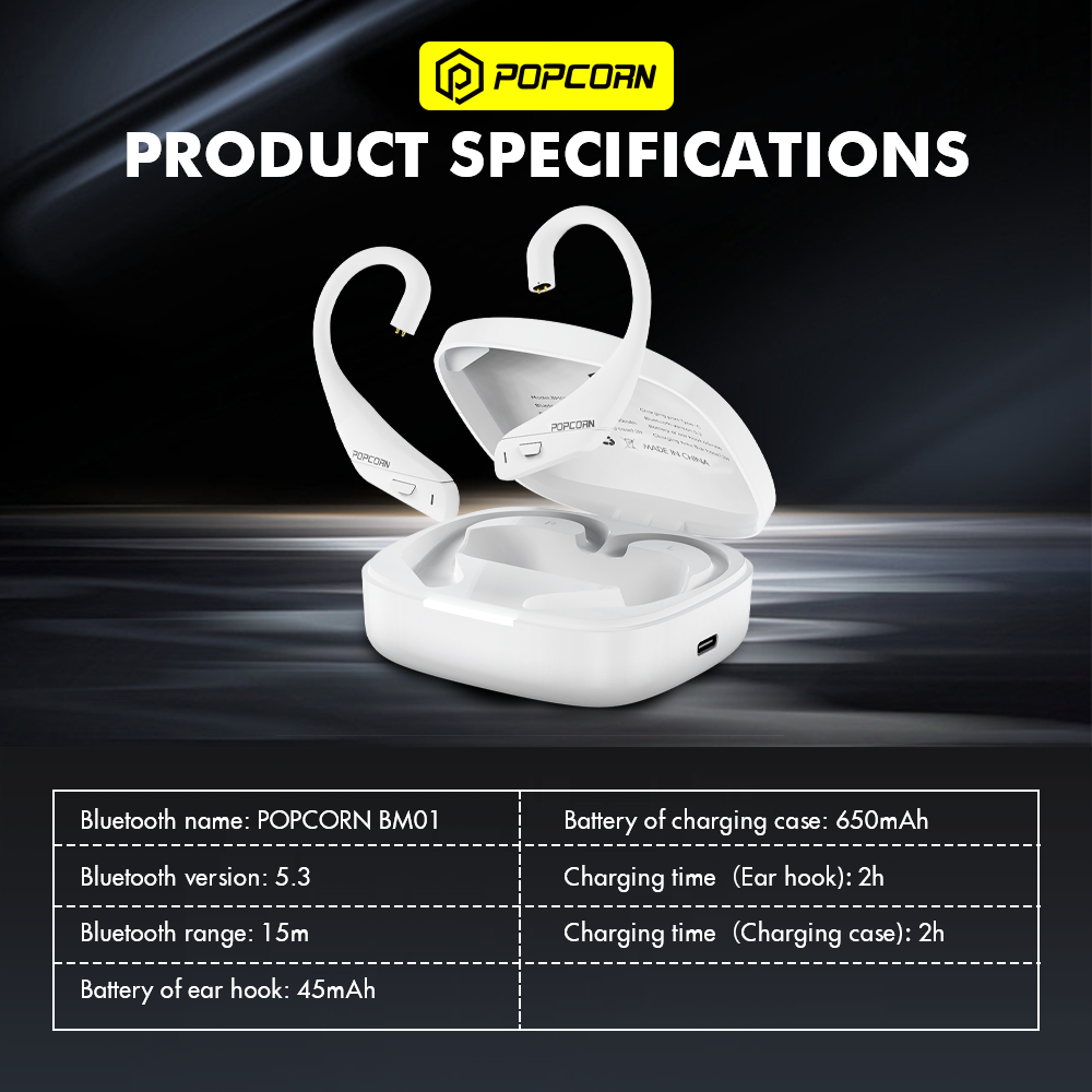 Popcorn Bluetooth Module amplifier True Wireless Ear Hook TWS Earphone ...