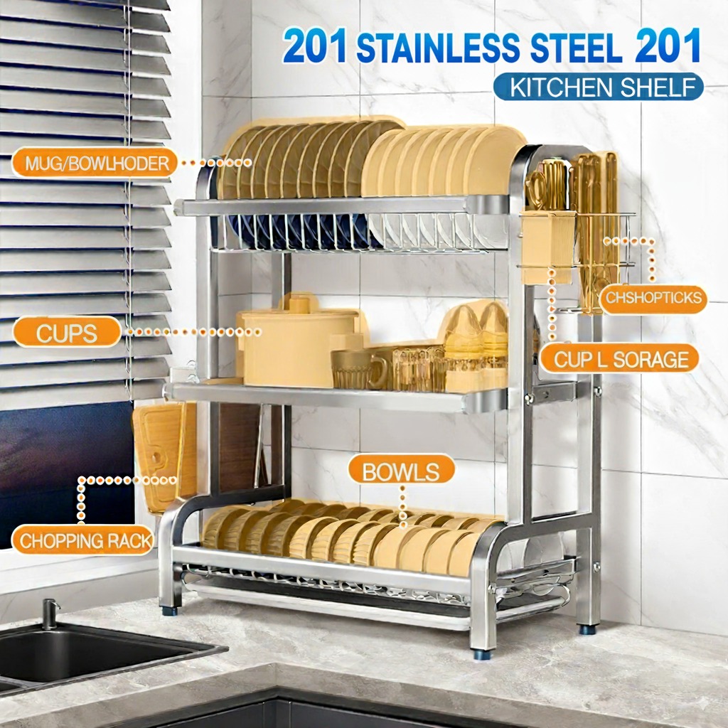 Life Dish Rack 304 Stainless Steel Dish Drying Rack for Kitchen Counter ...