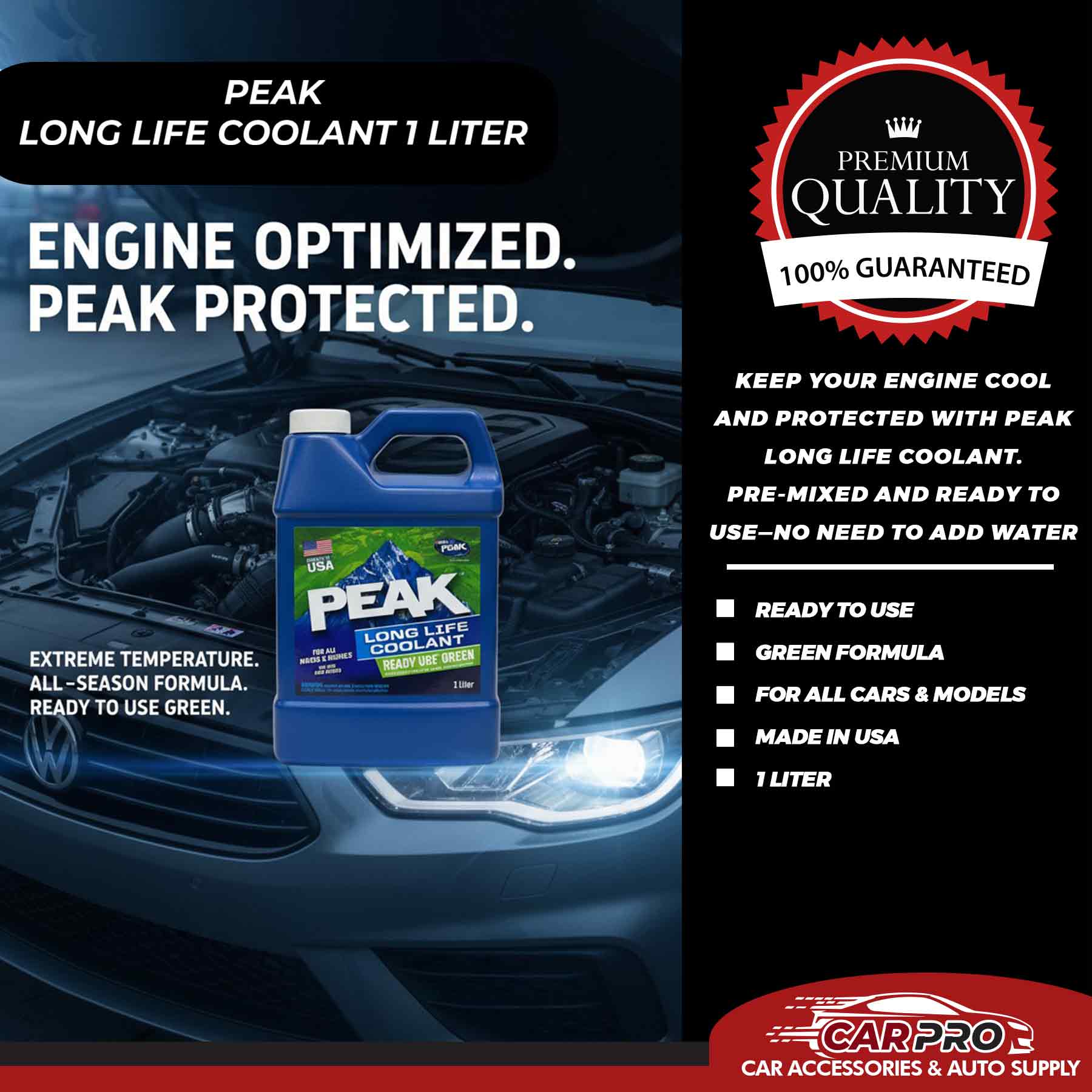 Peak Coolant Ready to use 500ML and 1Liter (Green) | Shopee Philippines