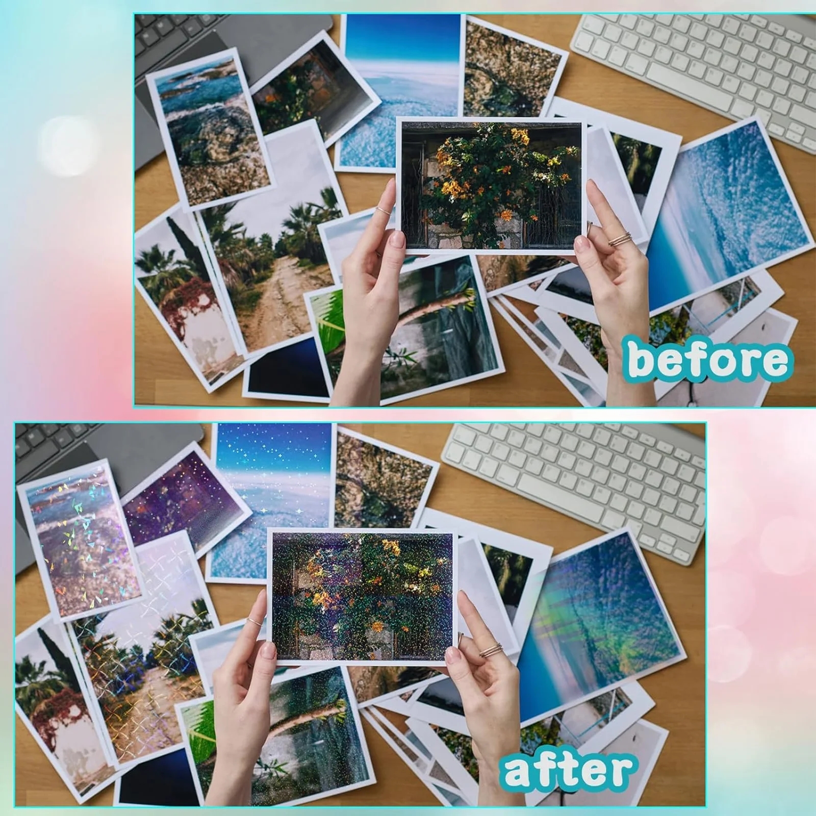 A4 Holographic Cold Laminating Film Clear Self-Adhesive Vinyl Sticker ...