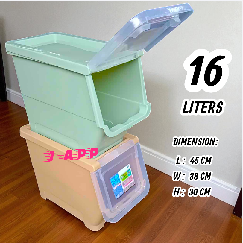 NIKKO FLIP TYPE BOX STACKABLE STORAGE BOX / FOOD CLOTHES THINGS STORAGE ...