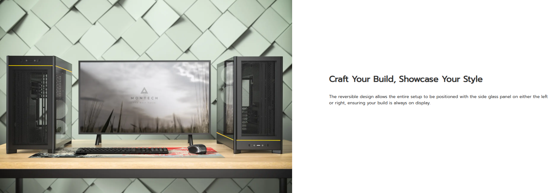 Montech HS01 Pro ATX Mid-Tower High-Airflow Reversible Layout PC Case ...