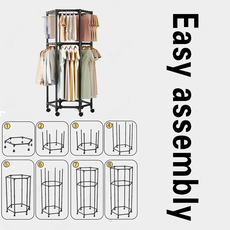 2 layer Clothes Drying Rack Balcony&Clothing store display rack Circle ...