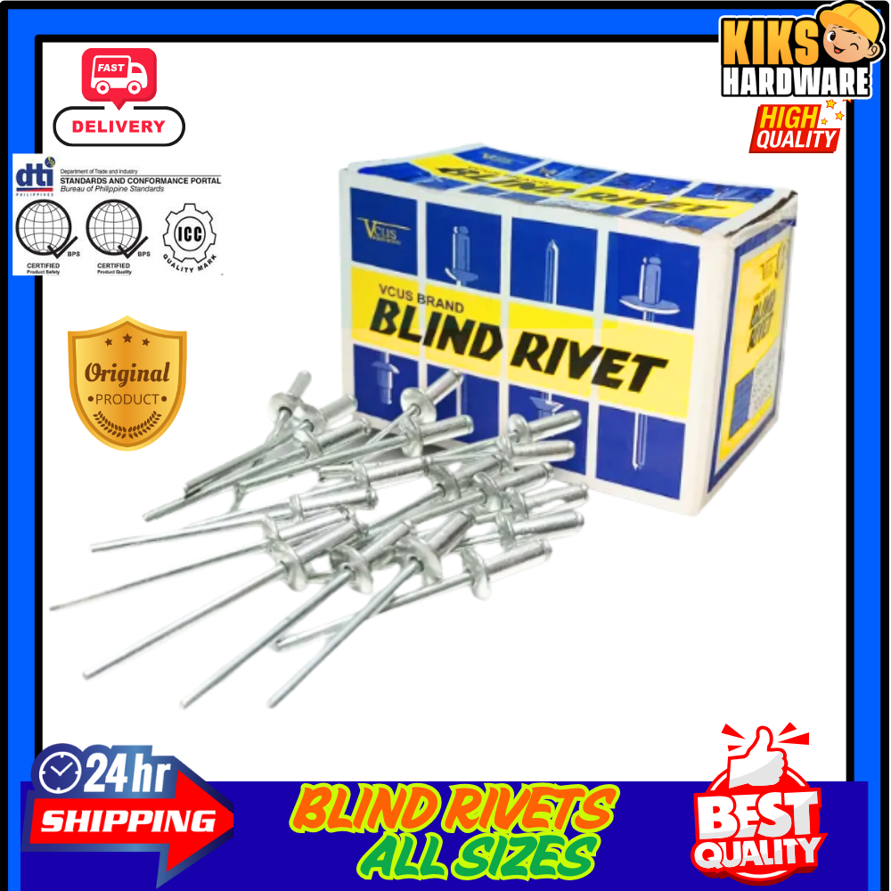 Blind rivets size 5/32x 1/2, 1/8x 1/2, 1/8x3/4 per box Vcus brand ...