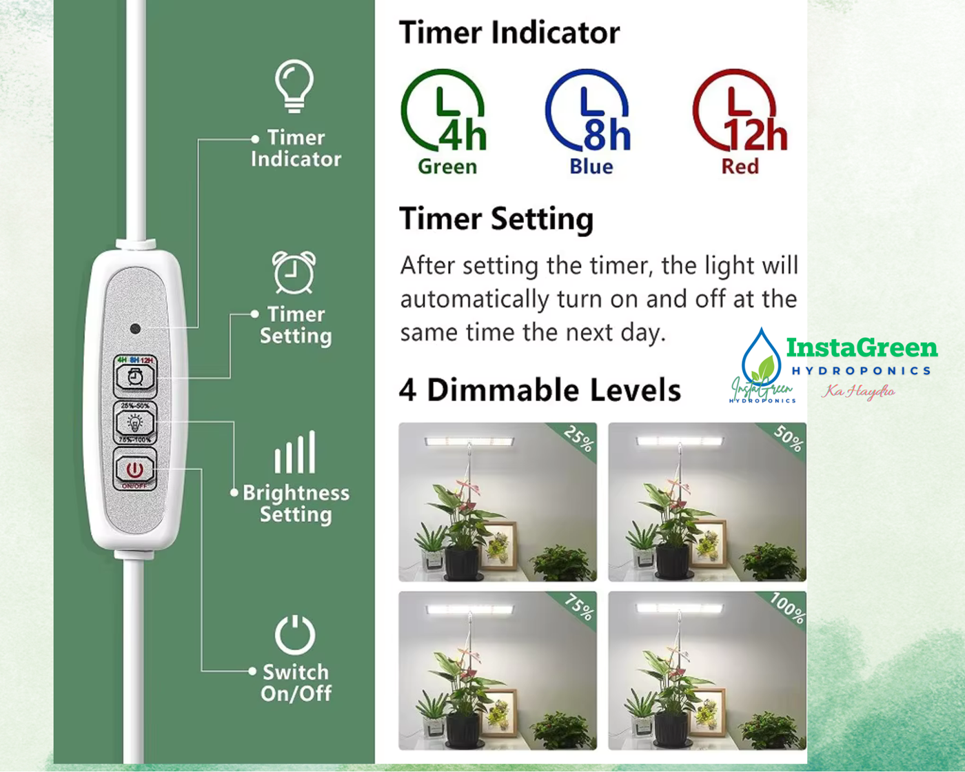 Hydroponic Grow Light Adjustable Desktop LED Full Spectrum Plant Growth ...