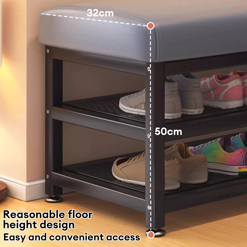 SPACEMADER Steel Shoe Rack Shoe Changing Stool Multifunction Sofa ...
