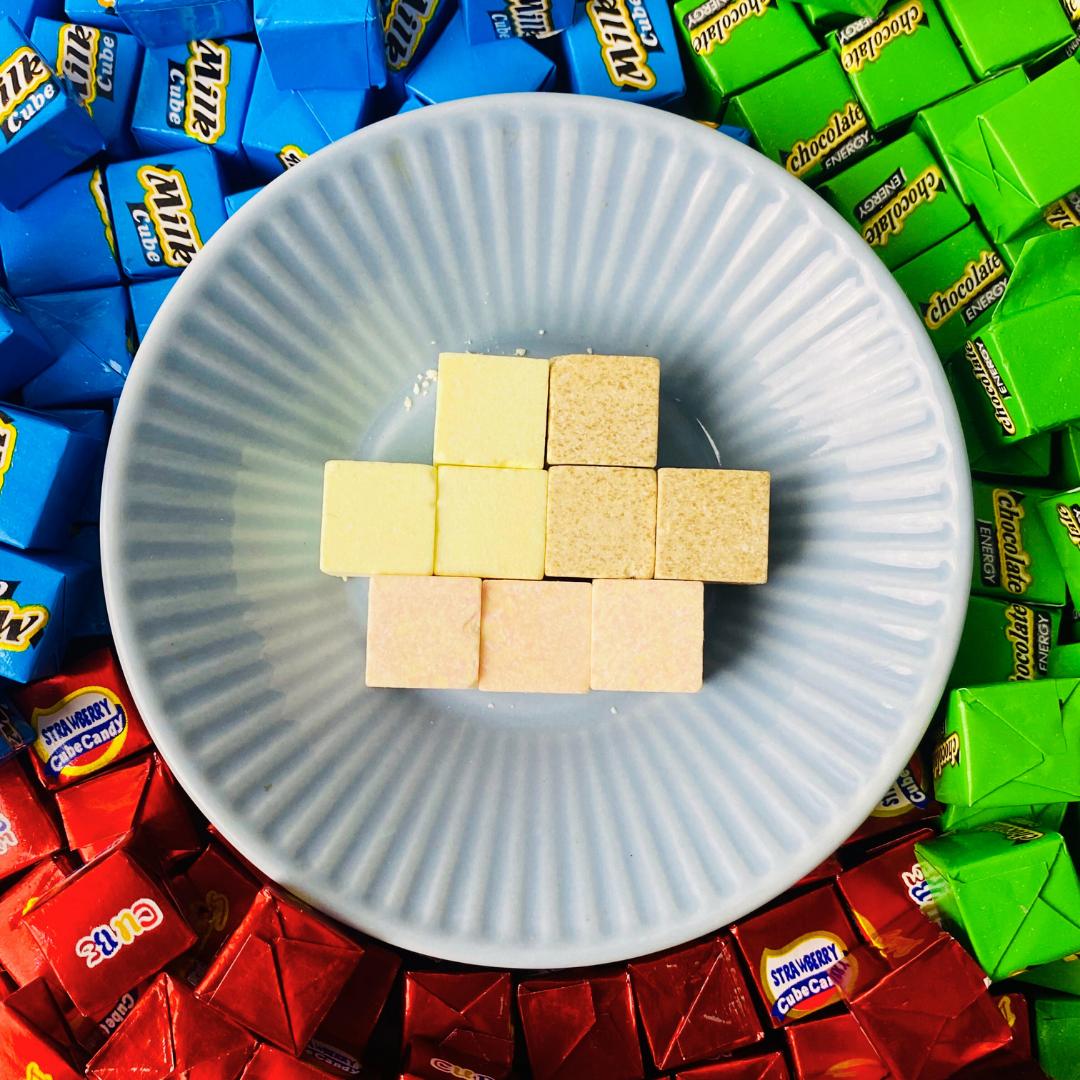 100 Pieces Cube Candy Choco/Milk/strawberry Rich Flavor Energy Dessert ...