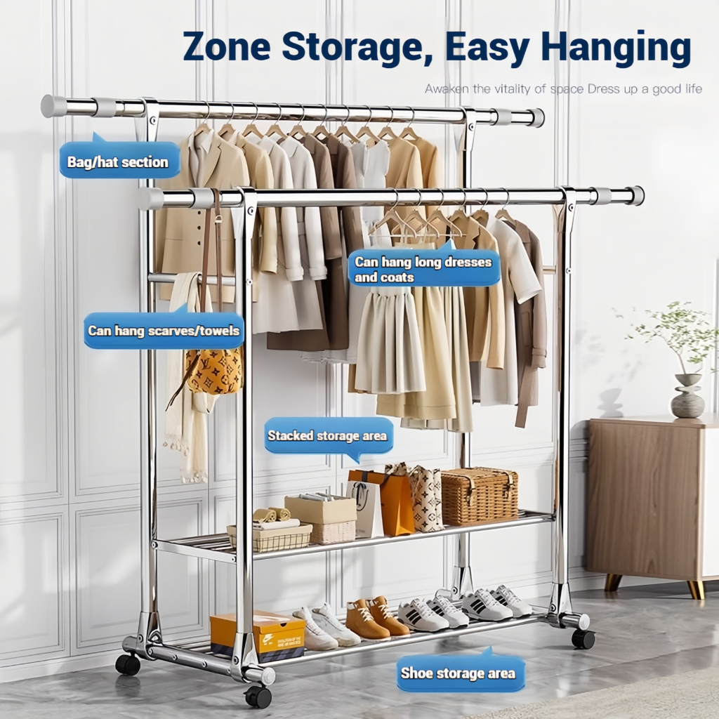 Foldable Sampayan 2.4M Stainless Steel Clothes Rack Retractable ...