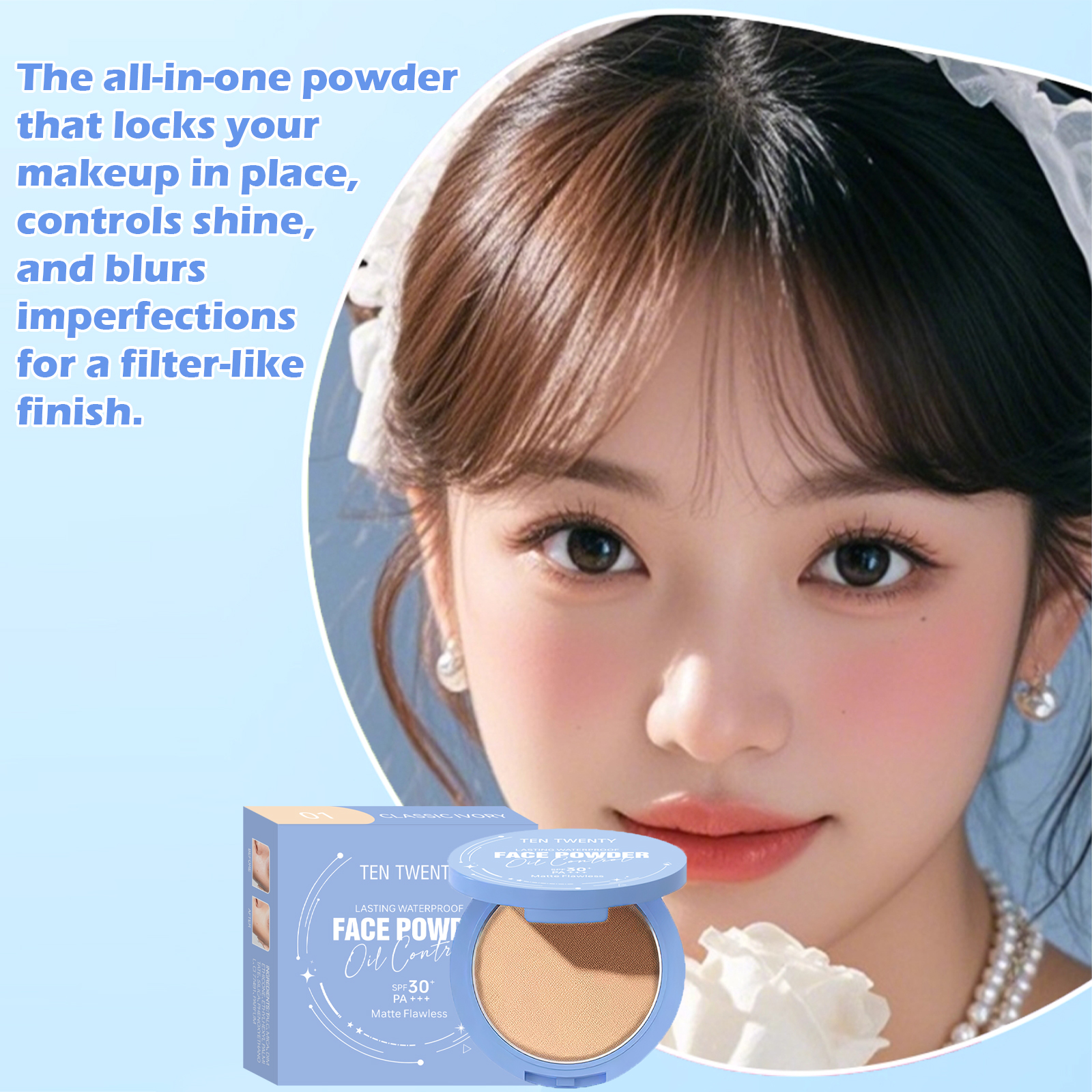 TEN TWENTY Oil Control Matte Face Powder With Mirror Long Lasting ...