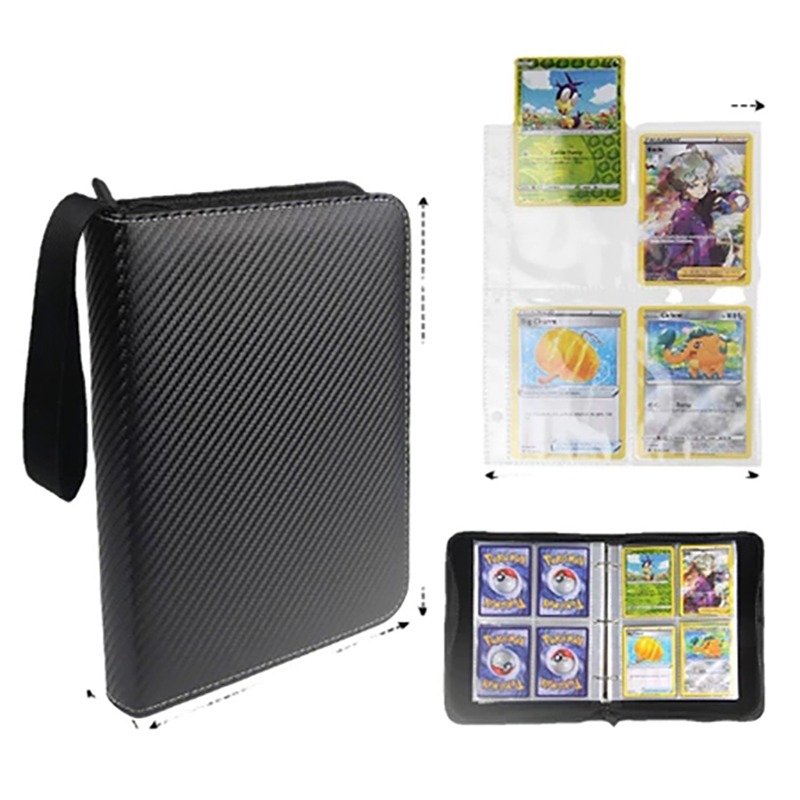 Secure Zipper Closure 400/900 Grids Card Binder Dustproof Black Booklet ...