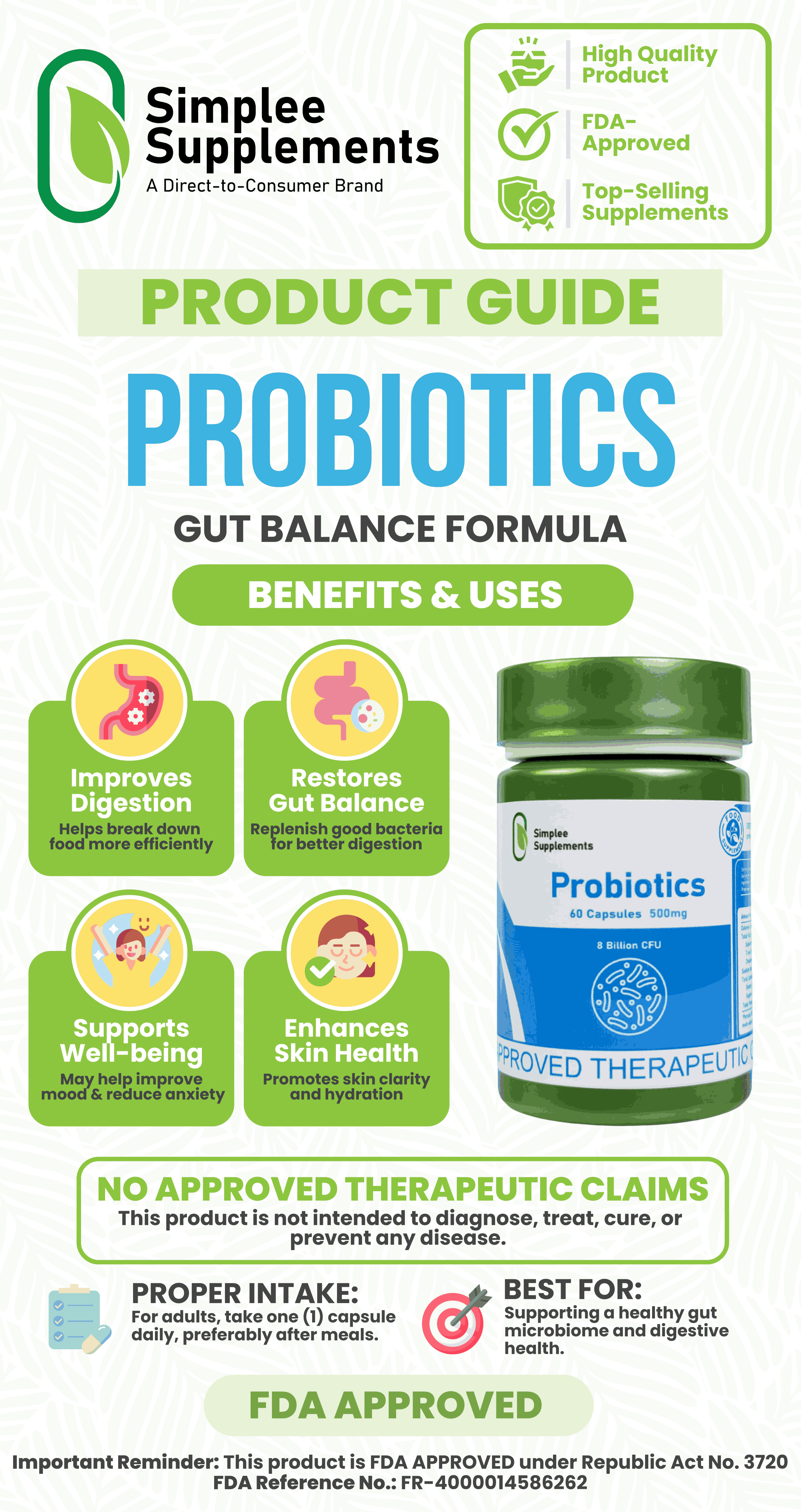 Simplee Probiotics – 500mg | 60 Capsules – Supports Gut Health ...