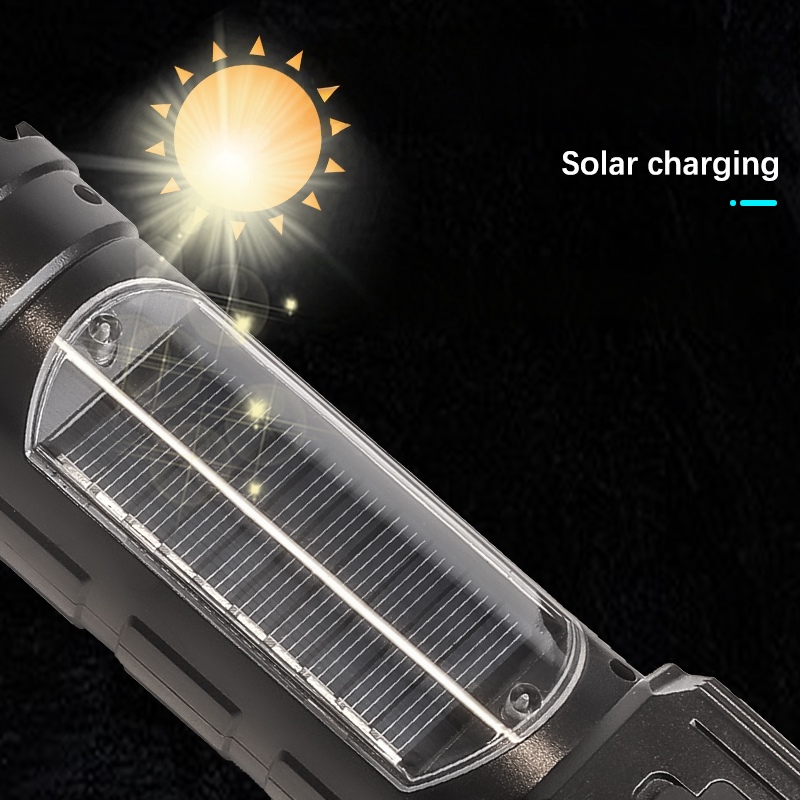 【Solar Charging】Super Bright LED Flashlight Power Bank - 4 Light Colors ...