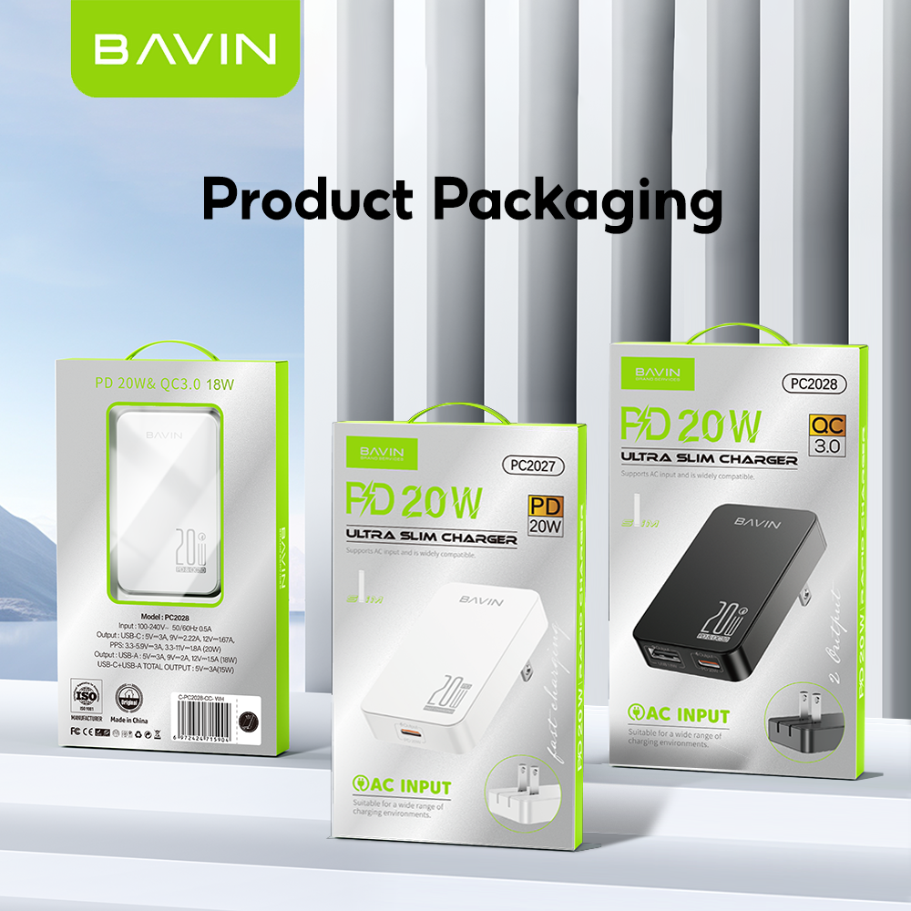 BAVIN PC2027 / PC2028 20W PD Ultra Slim Portable Fast Charging Adapter ...