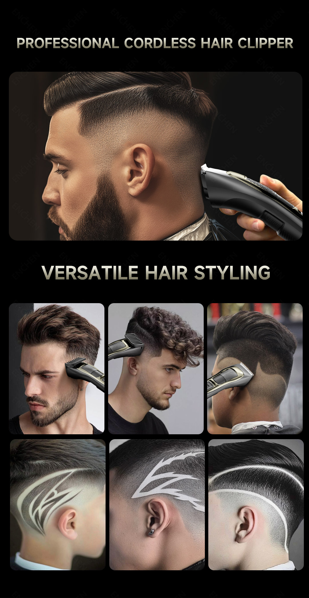 ENCHEN Electric Hair Trimmer Sharp 3S Rotation Adjustment Length Hair ...