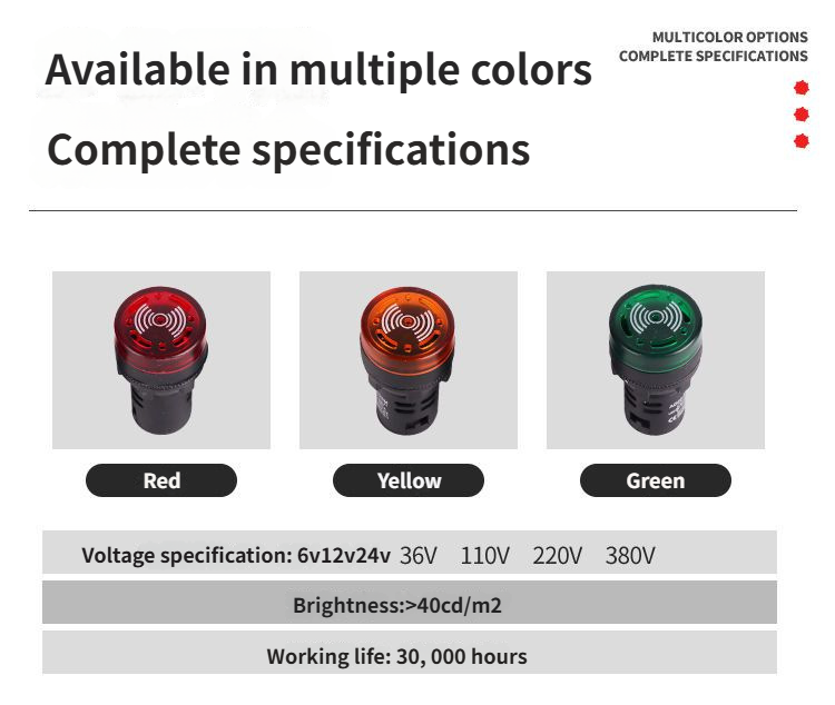 AD16-22SM Buzzer Intermittent Light, LED Flashing Audible and Visual ...