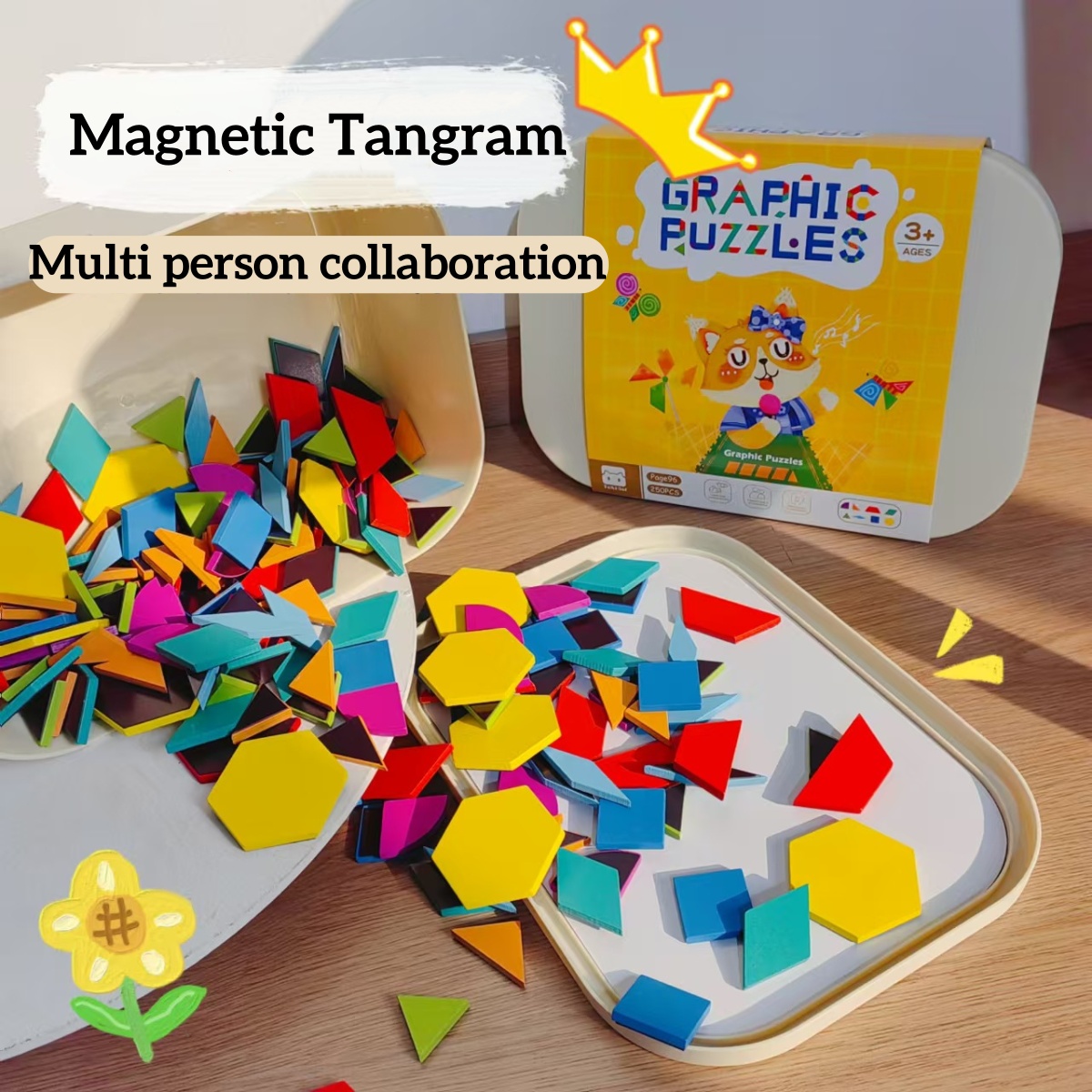 Magnetic Tangram Puzzle for Kids Geometry Puzzle Toy Magnetic Wood ...